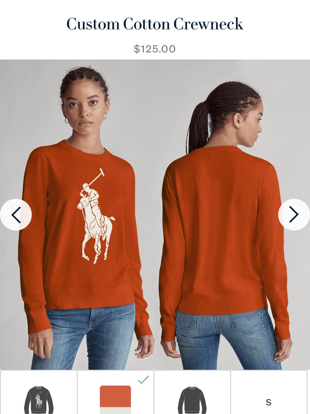 Polo by Ralph Lauren Orange Crewneck with White Polo Player
